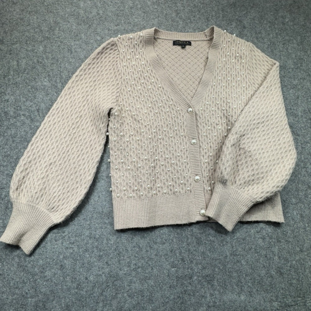 Joseph A. Womens‎ Sweater Womens L Pink Pearls Buttons Cardigan Soft Knit